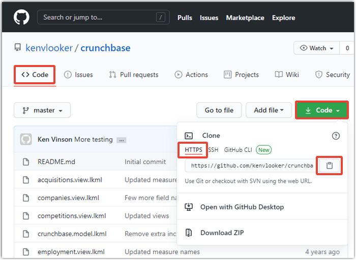 Looker Custom Visualization: Copy URL Existing Repository